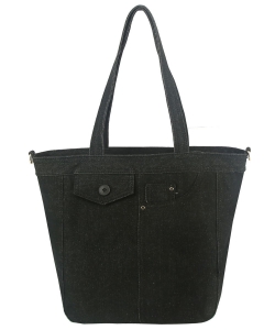 Fashion Denim Shopper Bag CMS030 BLACK